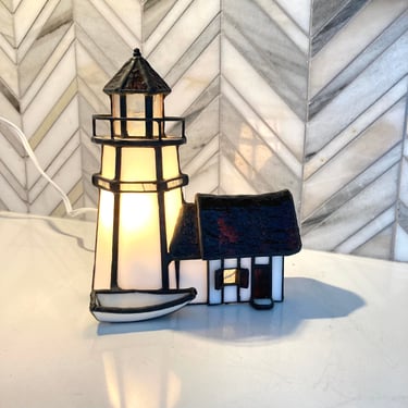 Forma Vitrum Main Lighthouse, No. SLH12A, Vitreville Collection, Glass House, Houses, Collectible, 1993, Lighted Lit, In Original Box, IOB 