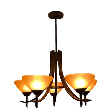 Mission 5 light Marble Glass Diffuser Chandelier BL210-3