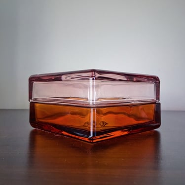 Rare Murano Glass Box Mid Century Italy 1950 Two Tone 