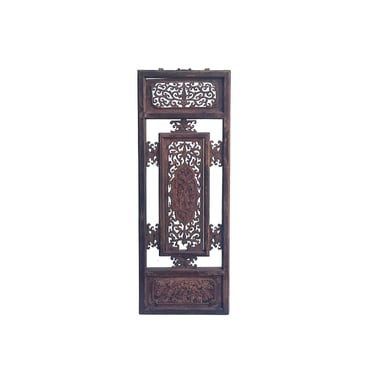 Chinese Vintage Restored Wood Carving Brown Wall Hanging Art ws4237E 