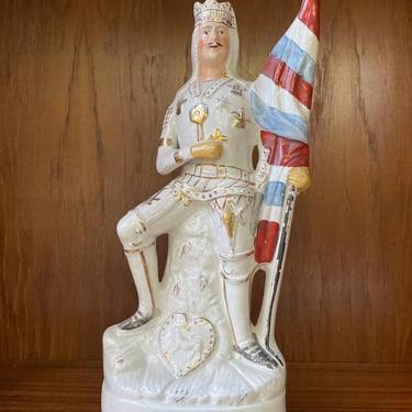 Antique Staffordshire Pottery Statue Figurine George Rignold Henry V Porcelain 