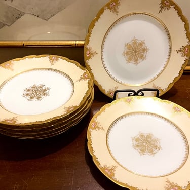 Antique Limoges Gold Trimmed Plates 