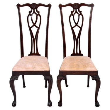 Chippendale Style High Back Mahogany Side Chairs, 2