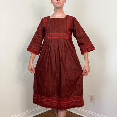 70s Marimekko folk-style dress with border print 