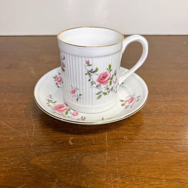 Vintage Crown Staffordshire Roses Cup and Saucer Tea Cup Coffee Cup England 