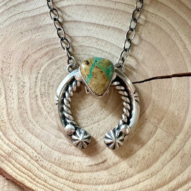 HORSESHOE HOGAN BUTTONS Turquoise Necklace Pendant | Silver and Turquoise Necklace | Navajo Native American Jewelry | Southwestern 