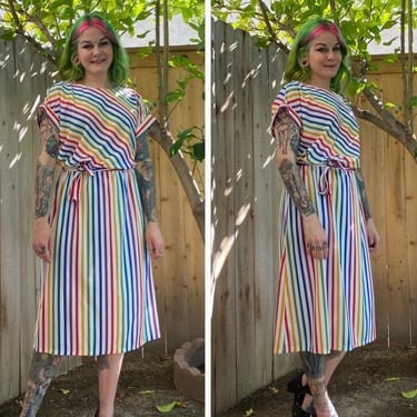 Vintage 1970’s Rainbow Striped Dress 