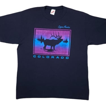 Vintage 90s Copper Mountain Colorado Moose Silhouette Graphic Destination Nature T-Shirt Size Large/XL 