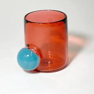 Ruby and Blue Bubble Glass Cup