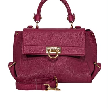 Ferragamo - Dark Pink Pebbled Leather Satchel Bag