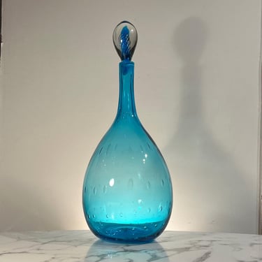 1967 Joel Philip Myers Blenko Glass Bottle Decanter Air Twist Stopper 6724 