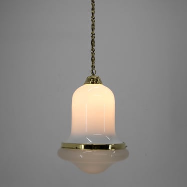 Art Nouveau Pendant, 1920's, Restored / Vintage Pendant Light / Milk Glass 