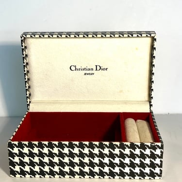 CHRISTIAN DIOR Designer Jewelry Box, Houndstooth Deco Jewelry Box, Designer Ring Box, Black and White Jewelry Box, Vintage Jewelry Box, Box 