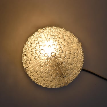 Vintage Round Glass Bubble Sconce / Retro Wall Light / Mid Century / Ceiling Light / Spotlight / Glass with Relief / Yugoslavia / 70s 