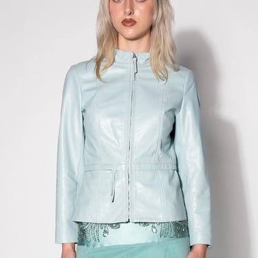 Baby Blue Leather Jacket