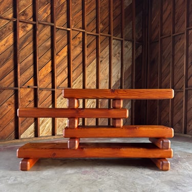 Architect & Artist Paul Maull Sculptural Solid Pine Bookcase, California, c.1975