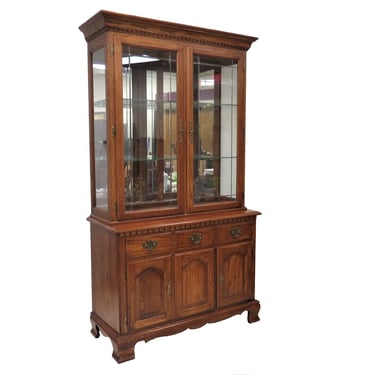 Vintage China Cabinet | Tell City Oak China Cabinet Hutch 