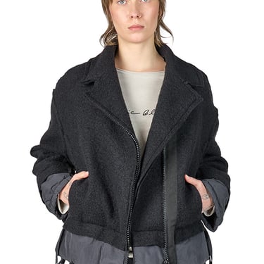 Pecane Layered Wool Blend Bomber Jacket