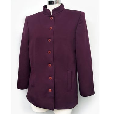 GIVENCHY Sport Vintage Jacket 1970's Maroon Red Purple Blazer Suit Short Coat 1980's Tunic 
