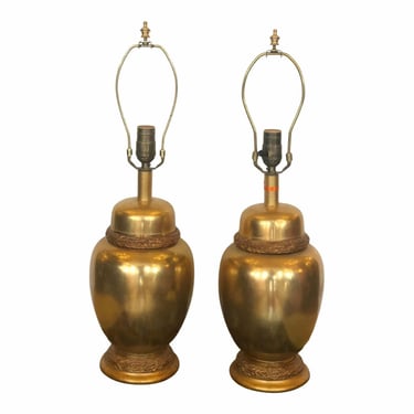 Pair of Regency Style Designer Gilt Bronze Urn Lamps 