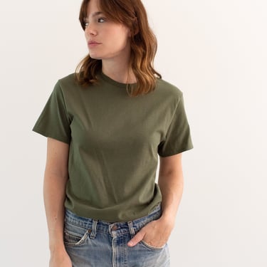 The Sevilla Tee | Army Green Crew T-Shirt | Olive Green Cotton Crewneck Tee Shirt | Washed Deadstock | S M 