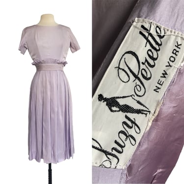 Vintage 50s Suzy Perette pleated lavender party dress 