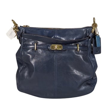 Coach - Navy Blue Leather Hobo Shoulder Bag