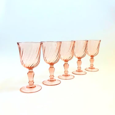 Pink Swirl Wine Glasses - Set of 5 