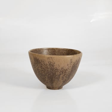 Small Vintage Painterly Brown Brutalist Ceramic Vessel Mid Century Modern Glazed Bowl Pottery Studio Art Abstract Rice Scandinavian Tea Soup 