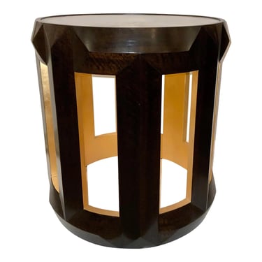 Theodore Alexander Modern Walnut and Gold Finished Charles End Table