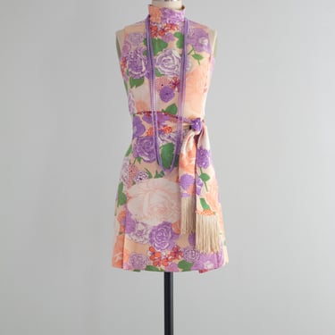 Fabulous 1960's Micro Mini Floral Party Dress By Mr. Mort / XS