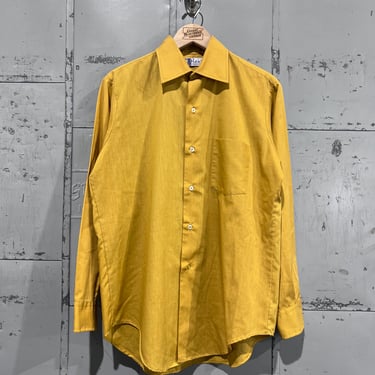 70s, Sz Large Vintage Men’s Rex Cotton/ Poly Button Up Long Sleeve Shirt Workwear yellow Perm press 