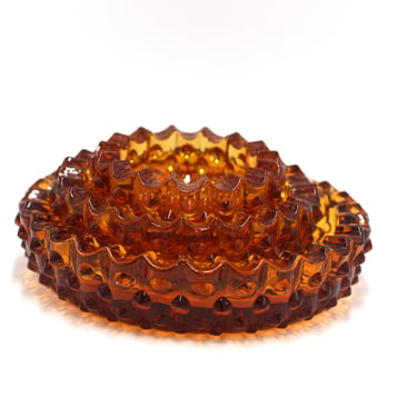 vintage Fenton Nesting Ashtrays Amber Glass Set of Three 