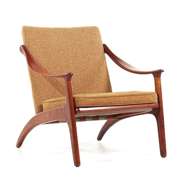 Danish-style Lounge Chair with Swooping Arms - Vintage MCM Chairs