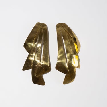 Vintage Abstract Brass Earrings