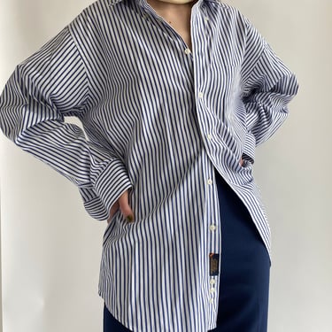 classic menswear cotton striped blouse 