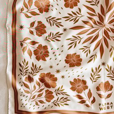 Flora West Desert Floral Silk Bandana Scarf