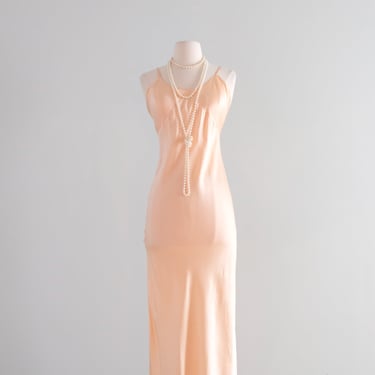 Vintage 1930's Peach Silk Bias Cut Slip Dress By Barbizon / S