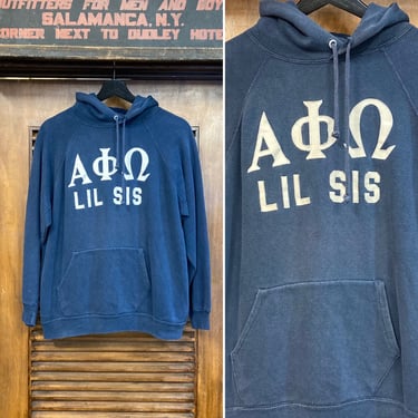 Vintage 1960’s Lil Sis Sorority Hooded Sweatshirt, 60’s Hoodie, 60’s Jacket, 60’s Sweatshirt, 60’s University Vintage, Vintage Clothing 