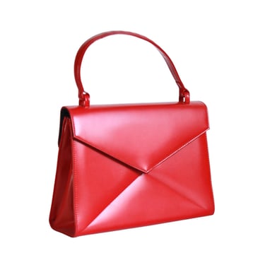 1960s True Red Vinyl Kelly Handbag - 1960s Red Handbag - 1960s Red Vinyl Purse - VIntage Red Purse - Vintage Red Pocketbook - 1960s Red Bag 
