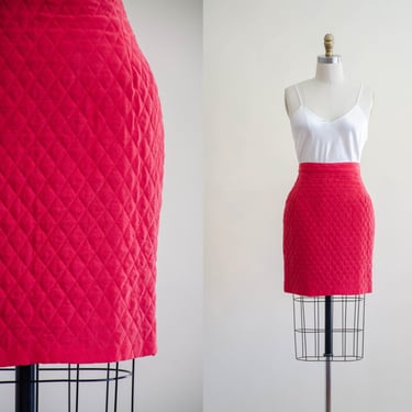 quilted red mini skirt | short red vintage skirt | 90s skirt 