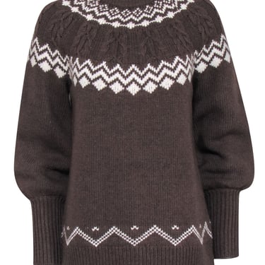 Tuckernuck - Brown & Cream Fair Isle "Wren" Sweater Sz XS
