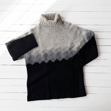 Nordic mohair sweater | 90s vintage SKYR black gray hand knit warm turtleneck academia style sweater 