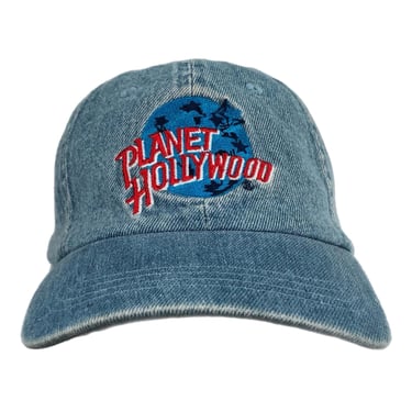 Vintage 90s Planet Hollywood Acapulco Light Wash Embroidered Denim SnapBack Hat Cap 