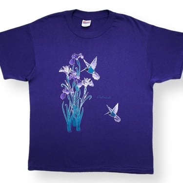 Vintage 90s Colorado Humming Birds & Flowers Nature/Destination Style Graphic T-Shirt Size Large 