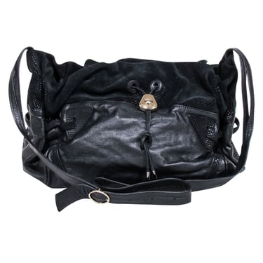 See by Chloe - Black Leather & Suede Drawstring Crossbody Bag