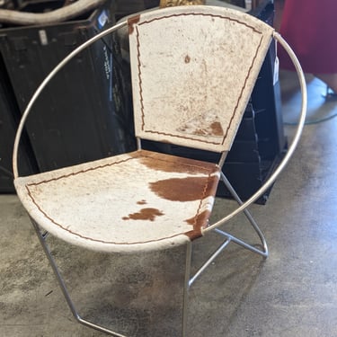 MCM Style Steel and Hide Circle Chair