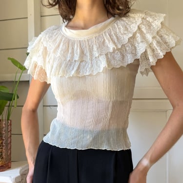 30s Silk Lace Blouse | XS-S