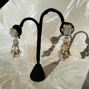 Gold Aurora Crystal Bell Chandelier Earrings