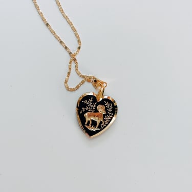 Vintage Intaglio Heart-Shaped Zodiac Necklaces 